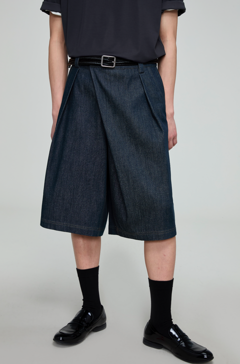 OPICLOTH ASYMMETRIC PLACKET DENIM PANTS