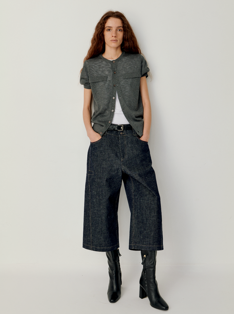 OPICLOTH RAW DENIM CROPPED JEANS