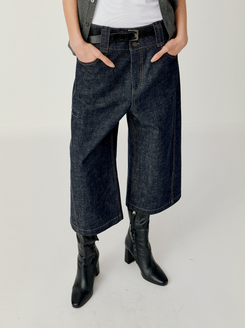 OPICLOTH RAW DENIM CROPPED JEANS