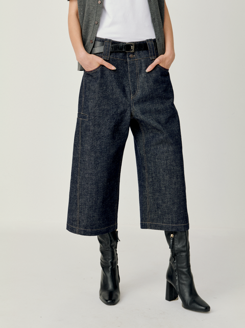 OPICLOTH RAW DENIM CROPPED JEANS
