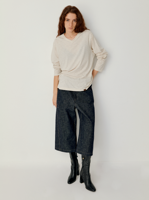 OPICLOTH RAW DENIM CROPPED JEANS