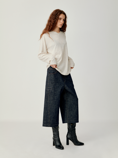 OPICLOTH RAW DENIM CROPPED JEANS