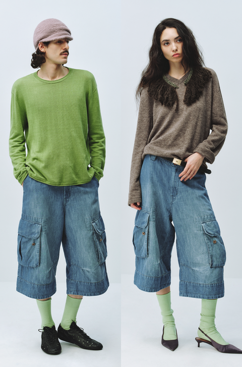 SIMPLE PROJECT DENIM CARGO SHORTS