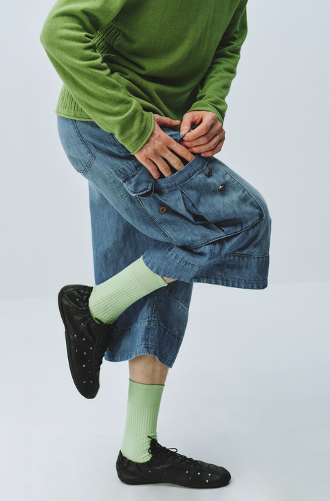 SIMPLE PROJECT DENIM CARGO SHORTS
