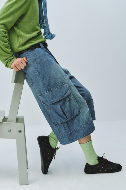 SIMPLE PROJECT DENIM CARGO SHORTS