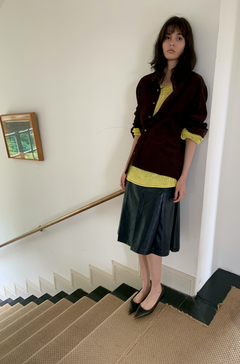 SIMPLE PROJECT A-LINE LEATHER SKIRT