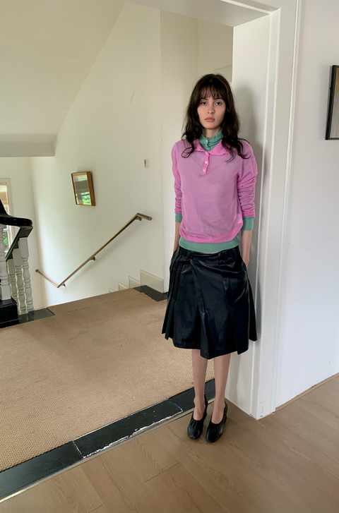 SIMPLE PROJECT A-LINE LEATHER SKIRT