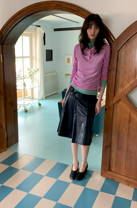 SIMPLE PROJECT A-LINE LEATHER SKIRT