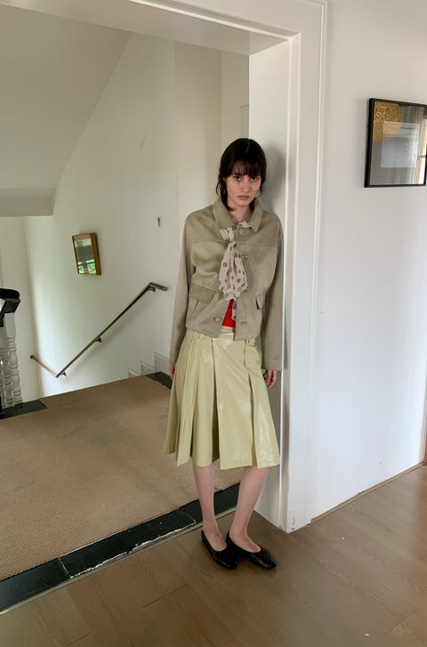 SIMPLE PROJECT A-LINE LEATHER SKIRT