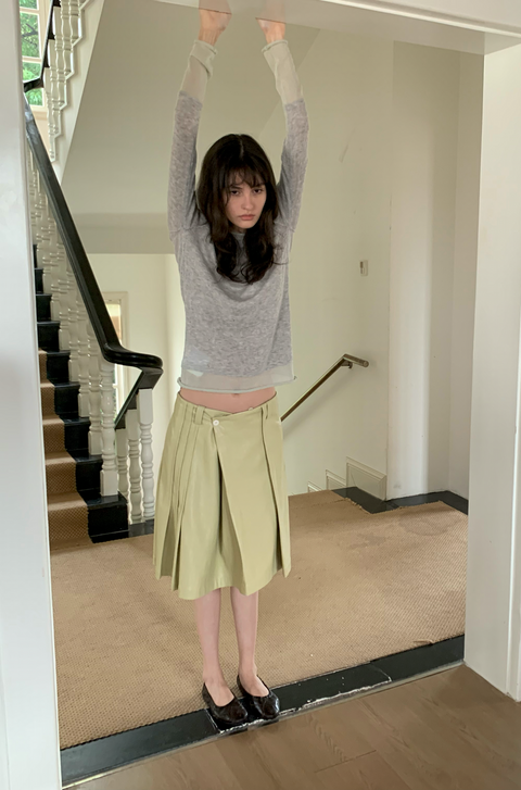SIMPLE PROJECT A-LINE LEATHER SKIRT