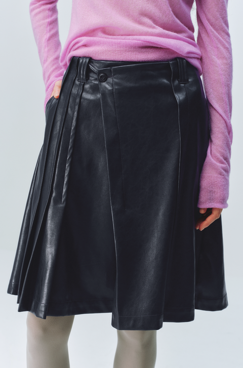 SIMPLE PROJECT A-LINE LEATHER SKIRT