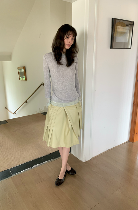 SIMPLE PROJECT A-LINE LEATHER SKIRT