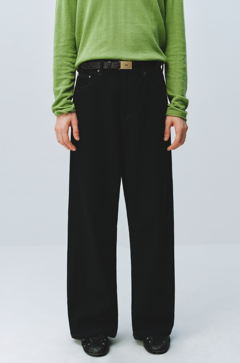 SIMPLE PROJECT BLACK STRAIGHT-LEG JEANS