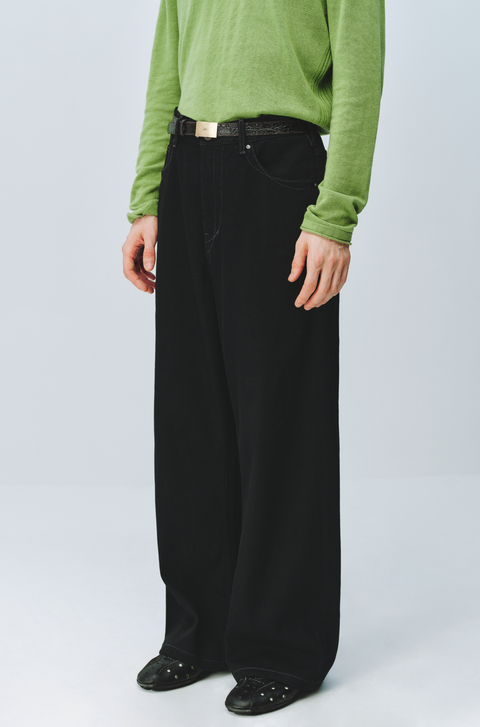 SIMPLE PROJECT BLACK STRAIGHT-LEG JEANS