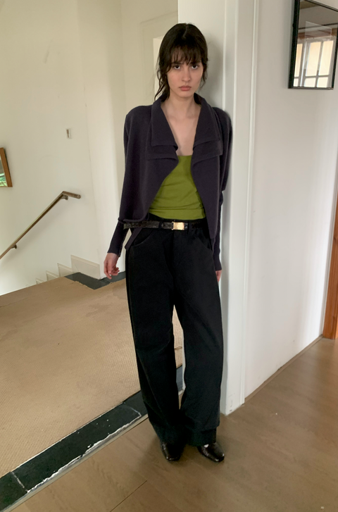 SIMPLE PROJECT MERINO 2-LAYER CARDIGAN