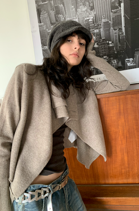 SIMPLE PROJECT MERINO 2-LAYER CARDIGAN