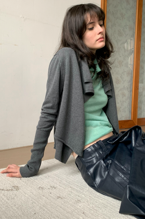SIMPLE PROJECT COTTON 2-LAYER CARDIGAN