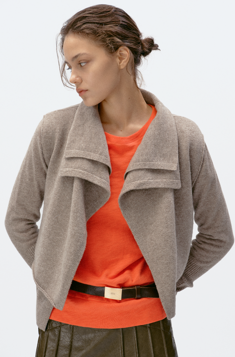 SIMPLE PROJECT MERINO 2-LAYER CARDIGAN