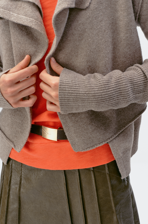 SIMPLE PROJECT MERINO 2-LAYER CARDIGAN