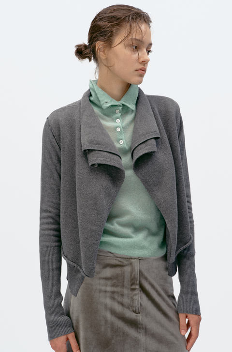 SIMPLE PROJECT COTTON 2-LAYER CARDIGAN