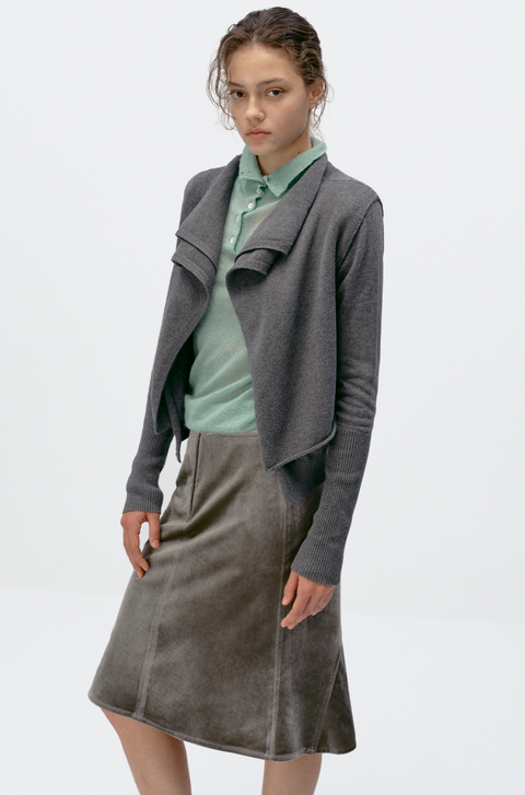 SIMPLE PROJECT COTTON 2-LAYER CARDIGAN