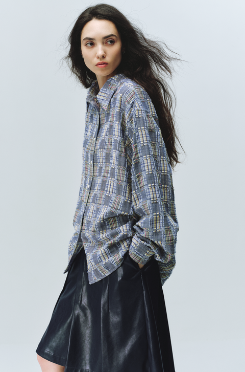 SIMPLE PROJECT TASSEL CHECK SHIRT
