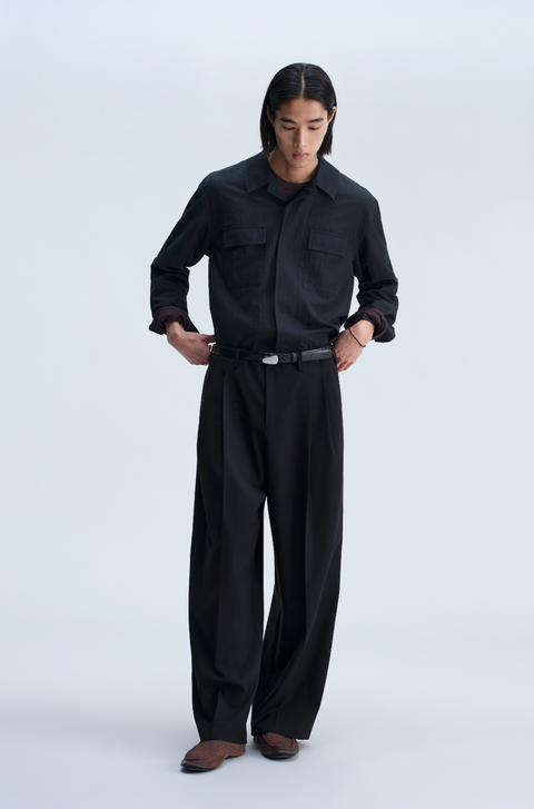 OPICLOTH DRAPED DOUBLE-PLEAT TROUSERS