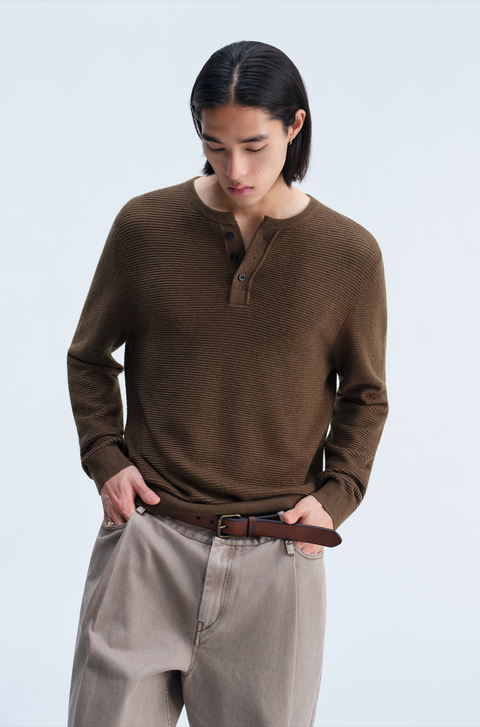 OPICLOTH WAFFLE HENLEY KNIT