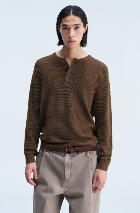 OPICLOTH WAFFLE HENLEY KNIT