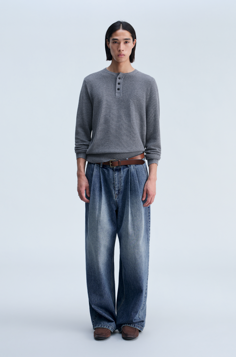 OPICLOTH WAFFLE HENLEY KNIT