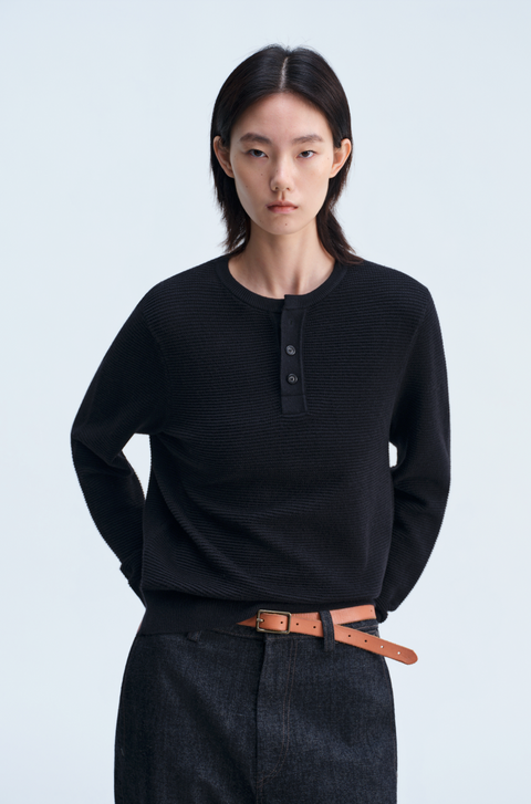 OPICLOTH WAFFLE HENLEY KNIT