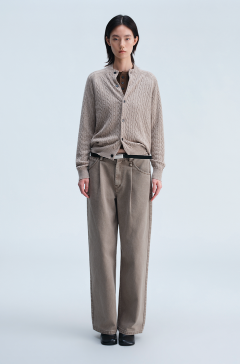 OPICLOTH WOOL SILK CABLE CARDIGAN