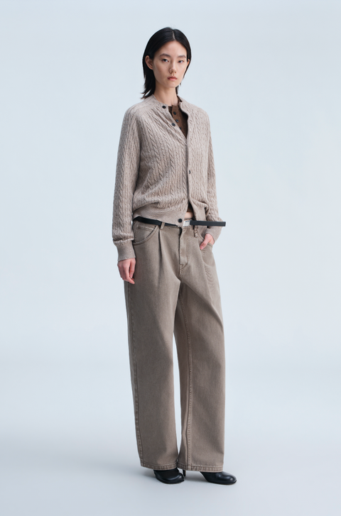 OPICLOTH WOOL SILK CABLE CARDIGAN