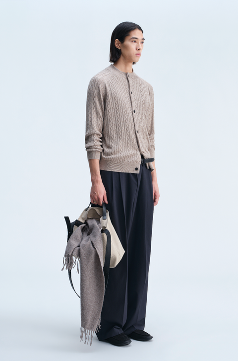 OPICLOTH WOOL SILK CABLE CARDIGAN