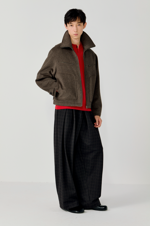 OPICLOTH PLAID DOUBLE-PLEAT TROUSERS