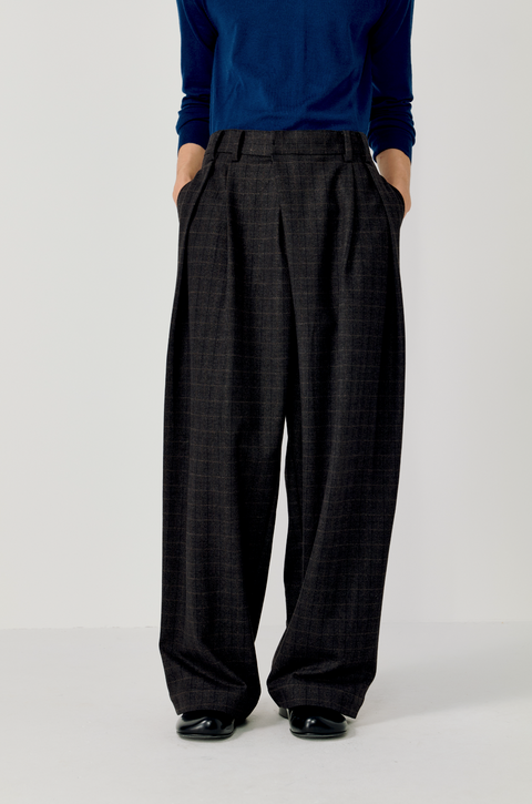 OPICLOTH PLAID DOUBLE-PLEAT TROUSERS