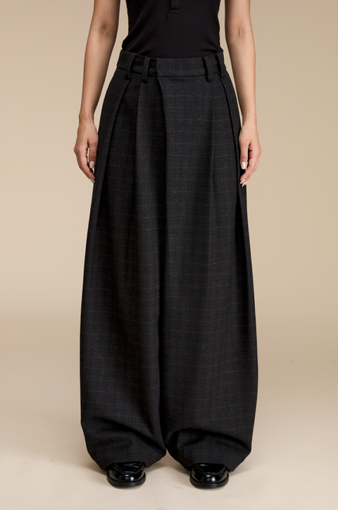OPICLOTH PLAID DOUBLE-PLEAT TROUSERS