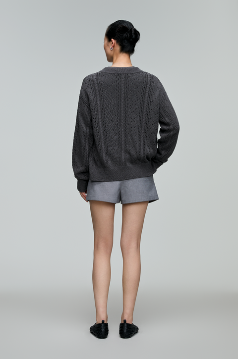 OPICLOTH LINEN OPENWORK CARDIGAN