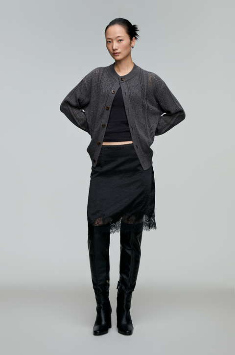OPICLOTH LINEN OPENWORK CARDIGAN