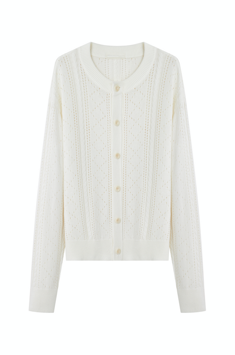 OPICLOTH LINEN OPENWORK CARDIGAN