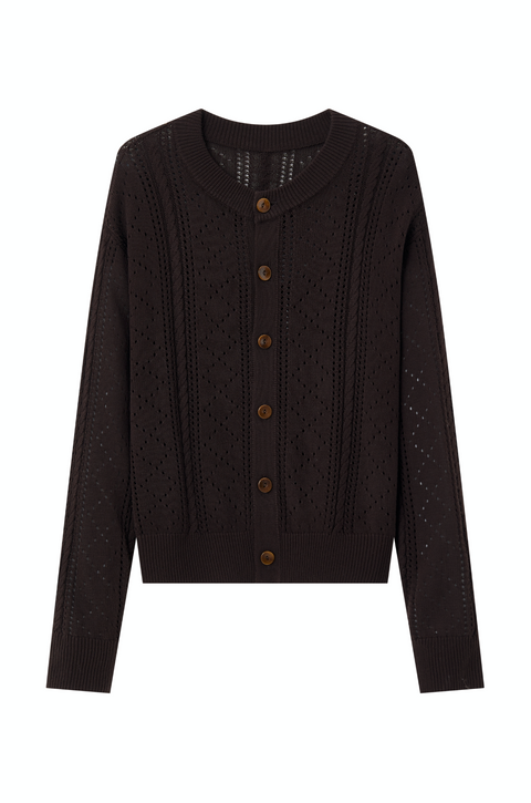 OPICLOTH LINEN OPENWORK CARDIGAN