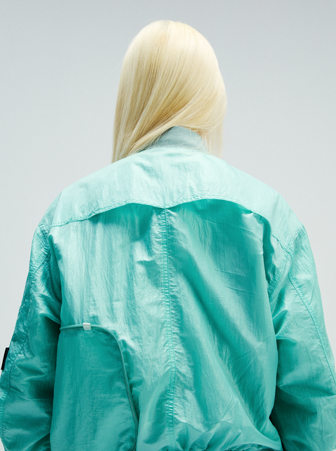 MOUNTAIN FEVER PACKABLE METALLIC NYLON MA-1 JACKET