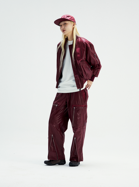 MOUNTAIN FEVER METALLIC NYLON ZIP POCKET PARACHUTE PANTS