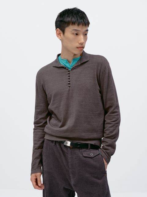 SIMPLE PROJECT LONG-SLEEVE KNIT POLO