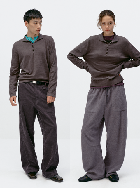 SIMPLE PROJECT LONG-SLEEVE KNIT POLO