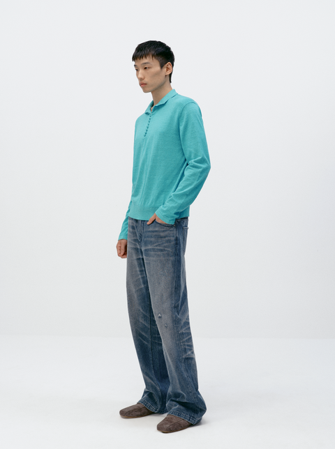 SIMPLE PROJECT LONG-SLEEVE KNIT POLO