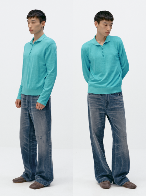 SIMPLE PROJECT LONG-SLEEVE KNIT POLO