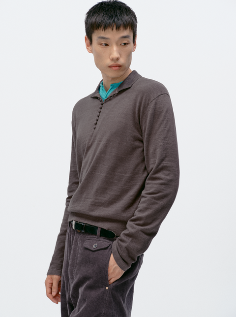 SIMPLE PROJECT LONG-SLEEVE KNIT POLO