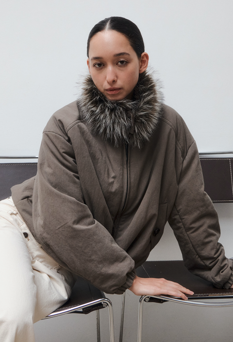NULL NONE DETACHABLE FUR COLLAR SHORT PARKA