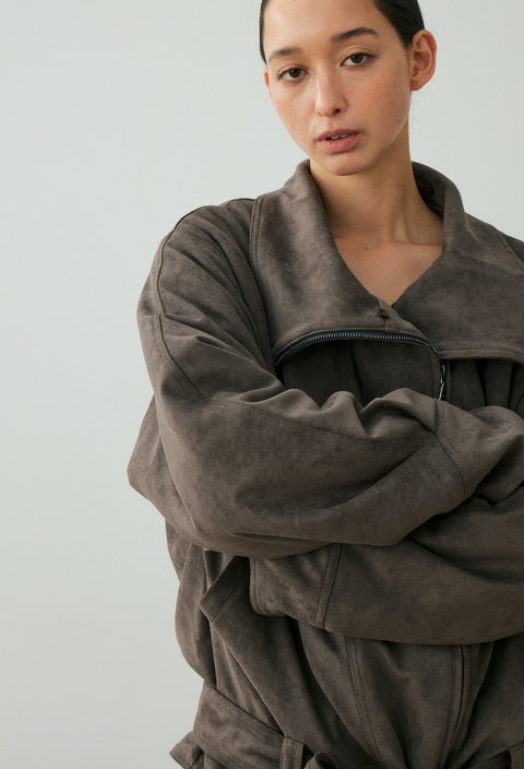NULL NONE FAUX SUEDE FUR COLLAR PARKA